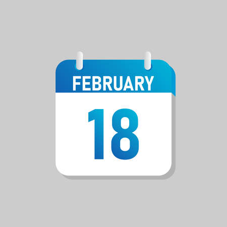 White daily calendar Icon February in a Flat Design style. Easy to edit Isolated vector Illustration.のイラスト素材