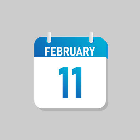 White daily calendar Icon February in a Flat Design style. Easy to edit Isolated vector Illustration.のイラスト素材