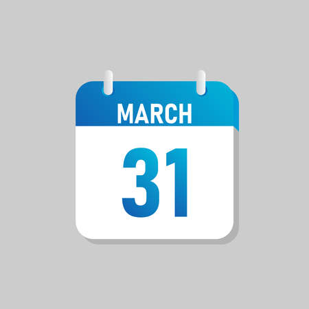 White daily calendar Icon March in a Flat Design style. Easy to edit Isolated vector Illustration.のイラスト素材