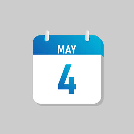 White daily calendar Icon May in a Flat Design style. Easy to edit Isolated vector Illustration.のイラスト素材