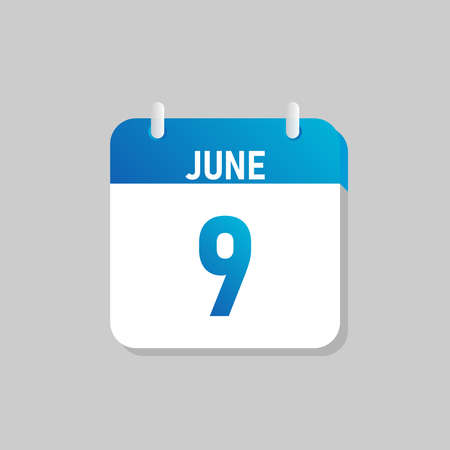 White daily calendar Icon June in a Flat Design style. Easy to edit Isolated vector Illustration.のイラスト素材