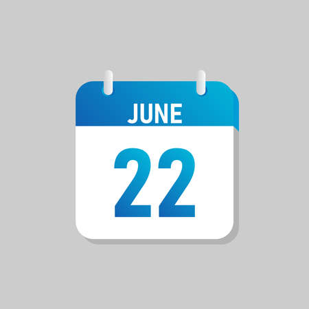 White daily calendar Icon June in a Flat Design style. Easy to edit Isolated vector Illustration.のイラスト素材