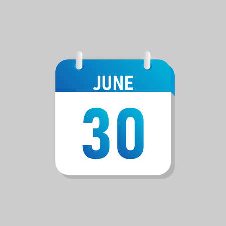 White daily calendar Icon June in a Flat Design style. Easy to edit Isolated vector Illustration.のイラスト素材