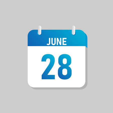 White daily calendar Icon June in a Flat Design style. Easy to edit Isolated vector Illustration.のイラスト素材