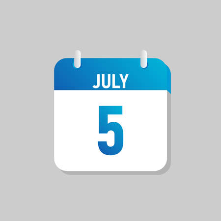 White daily calendar Icon July in a Flat Design style. Easy to edit Isolated vector Illustration.のイラスト素材