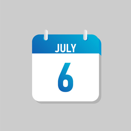 White daily calendar Icon July in a Flat Design style. Easy to edit Isolated vector Illustration.のイラスト素材
