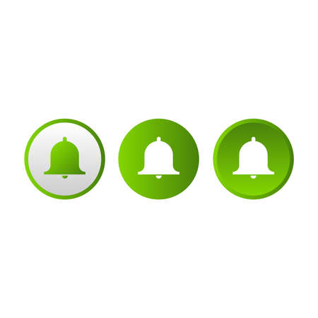 Set of vector bell icons in linear and 3d style. The isolated green buttons are ideal for alarm and...