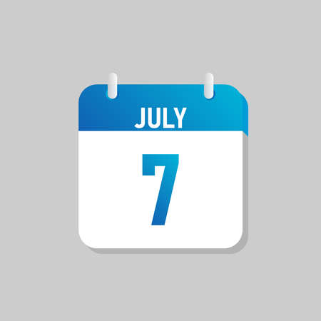 White daily calendar Icon July in a Flat Design style. Easy to edit Isolated vector Illustration.のイラスト素材
