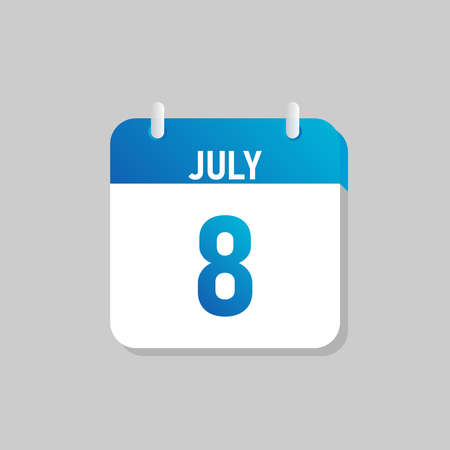 White daily calendar Icon July in a Flat Design style. Easy to edit Isolated vector Illustration.のイラスト素材