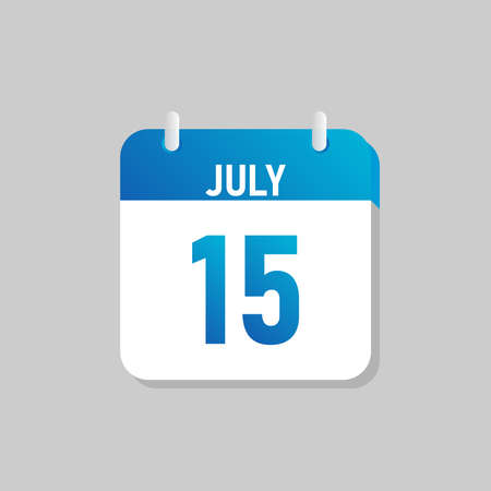 White daily calendar Icon July in a Flat Design style. Easy to edit Isolated vector Illustration.のイラスト素材