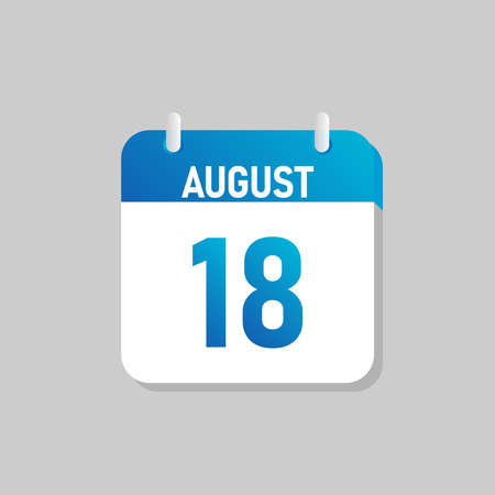 White daily calendar Icon August in a Flat Design style. Easy to edit Isolated vector Illustration.のイラスト素材