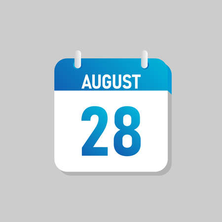White daily calendar Icon August in a Flat Design style. Easy to edit Isolated vector Illustration.のイラスト素材