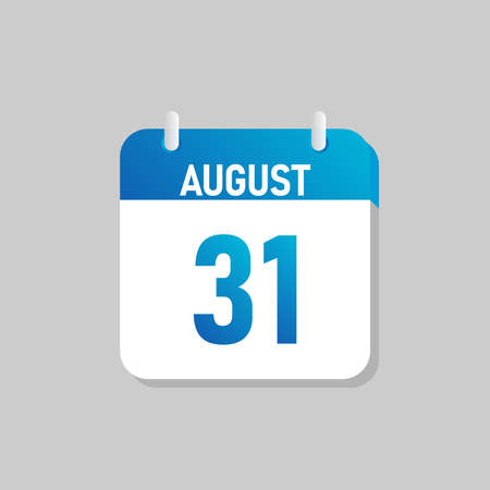 White daily calendar Icon August in a Flat Design style. Easy to edit Isolated vector Illustration.のイラスト素材