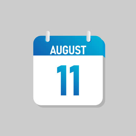 White daily calendar Icon August in a Flat Design style. Easy to edit Isolated vector Illustration.のイラスト素材