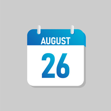 White daily calendar Icon August in a Flat Design style. Easy to edit Isolated vector Illustration.のイラスト素材