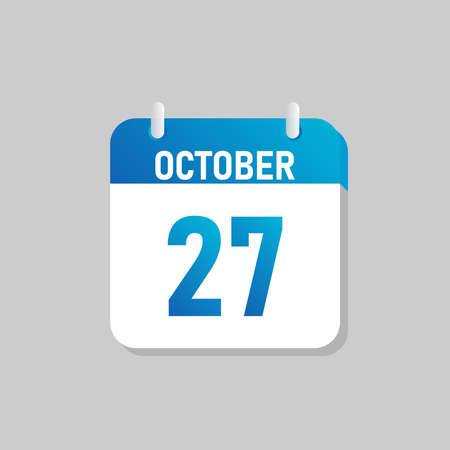 White daily calendar Icon October in a Flat Design style. Easy to edit Isolated vector Illustration.のイラスト素材