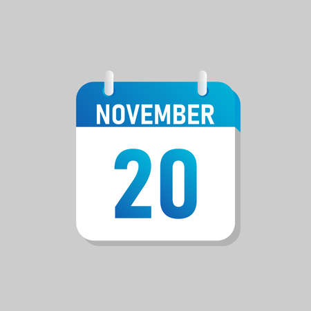 White daily calendar Icon November in a Flat Design style. Easy to edit Isolated vector Illustration.のイラスト素材