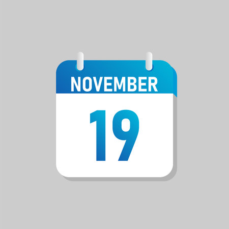 White daily calendar Icon November in a Flat Design style. Easy to edit Isolated vector Illustration.のイラスト素材