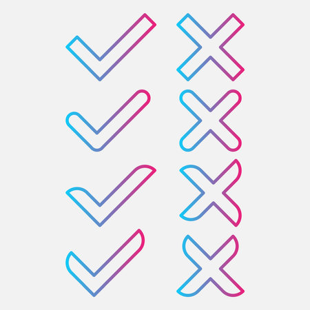 A set of options for checkmark buttons. Designed for websites, mobile apps and other developers.のイラスト素材