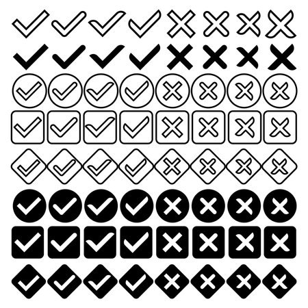 A set of options for checkmark buttons. Designed for websites, mobile apps and other developers.のイラスト素材