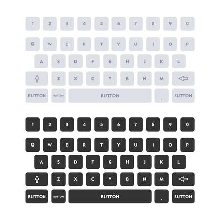 Keyboard template in touchscreen device with numbers and letters. User Keypad Interface.のイラスト素材