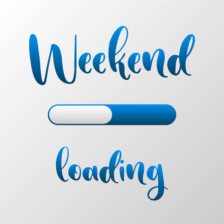 Illustration of a weekend loading postcard in rainbow colors. Ideal banner for a dark interface.のイラスト素材