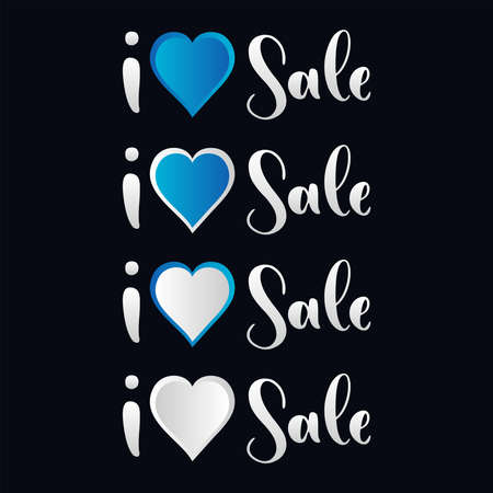 White and blue i love sale illustration in neo morphism (neumorphism) style. Easy editable vector isolated illustration.のイラスト素材