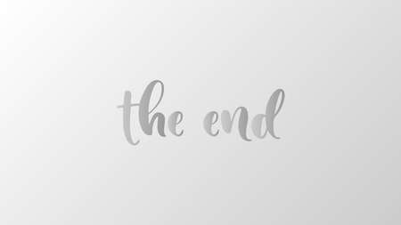 Lettering the end is gray in neo morphism (neumorphism) style on an isolated gradient background. Good for movies, blogs or cartoons.のイラスト素材