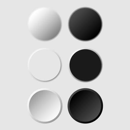 Set of volumetric circle buttons in neomorphism (neumorphism) style. Designed for websites, mobile apps and other developers.のイラスト素材