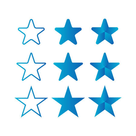 Blue rtars icons set on white background. Easy editable vector illustration.のイラスト素材