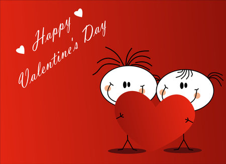 Happy Valentine's Day on red backgroundのイラスト素材