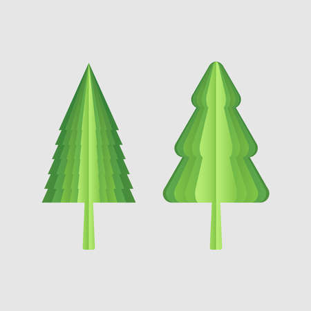 Set of isolated icons of fir tree in high resolution. Easy editable vector illustration.のイラスト素材