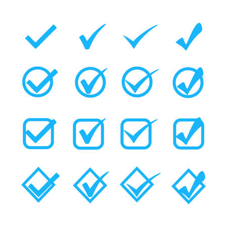 Set of check mark buttons in neomorphism (neumorphism) style. Designed for websites, mobile apps and other developers.のイラスト素材