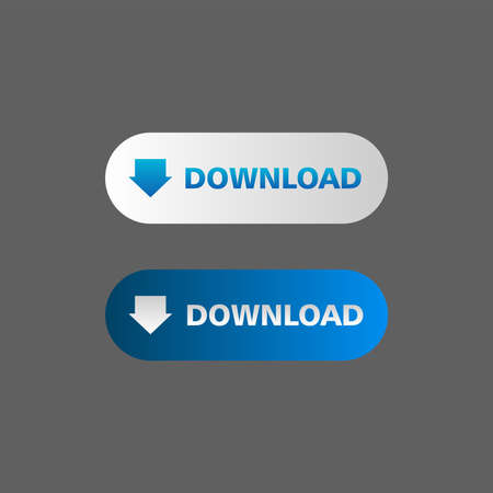 White and blue download button in neomorphism style. Easy editable vector isolated illustration.のイラスト素材