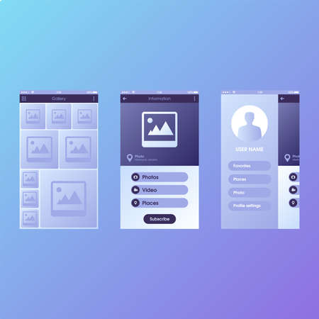 Blue and purple blank registration menu in the application or on the website in light and dark...