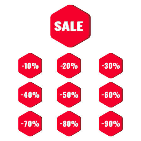 Red sale button in a Flat Design style. Easy editable vector illustration.のイラスト素材