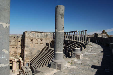 view of the amphitheater of Palmyra , Syriaのeditorial素材