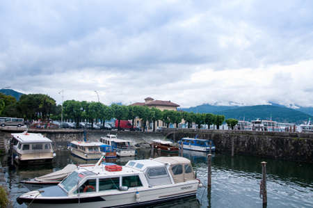 30 may 2016-stresa-italy-beautiful view of the small port of stresaのeditorial素材