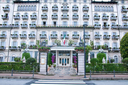 30 may 2016-stresa-italy-view of the exterior facade of Hotel Grand Hotel Des Iles Borromeesのeditorial素材