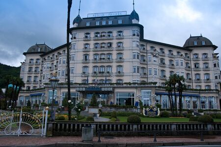 30 may 2016-stresa-italy-view of the exterior facade of Hotel Astoriaのeditorial素材