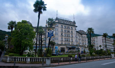30 may 2016-stresa-italy-view of the exterior facade of Hotel Astoriaのeditorial素材