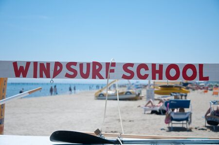 colored text that indicates the presence of a windsurfing schoolのeditorial素材