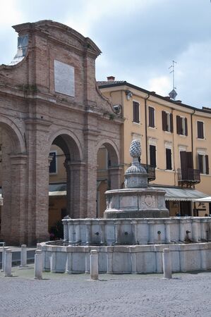 10 june 2016-rimini-italy- "Cavour" square in rimini in the Emilia Romagna region,italyのeditorial素材