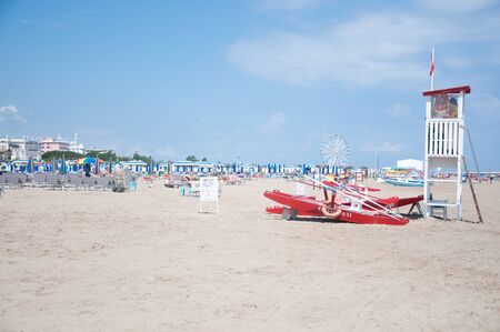 5 june 2016-rimini-italy-the beautiful Rimini beach view on a sunny day with the background the ferris wheel italyのeditorial素材