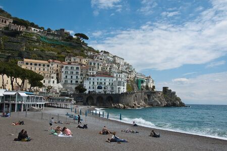 16 april 2011-amalfi-italy-the amalfi beach in Amalfi Coast,italyのeditorial素材