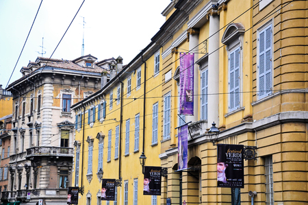 26 october 2011-parma-italy-historic buildings in the historic center of parmaのeditorial素材
