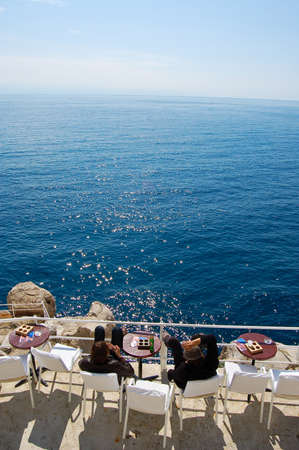 26 may 2009-dubrovnivk-croazia-View of the Tyrrhenian Sea from the balcony of a dubrovnik bar in croatiaのeditorial素材