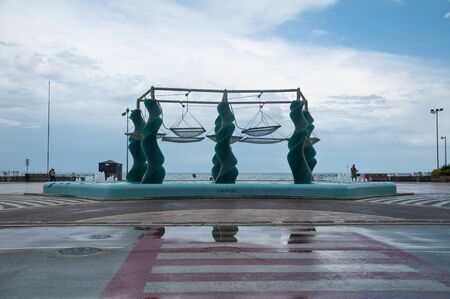 20 may 2017-riccione-italy-Statue on the seafront of riccione,italyのeditorial素材