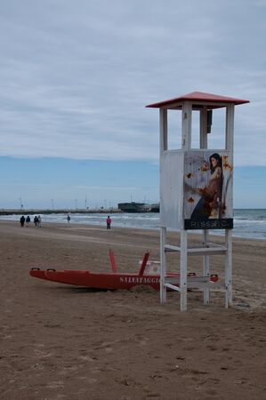21 may 2017-rimini-italy-The beach of rimini on a rainy day,italyのeditorial素材