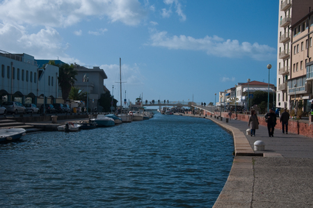 22 october 2017-viareggio-italy-view of one of the viareggio canals,italyのeditorial素材